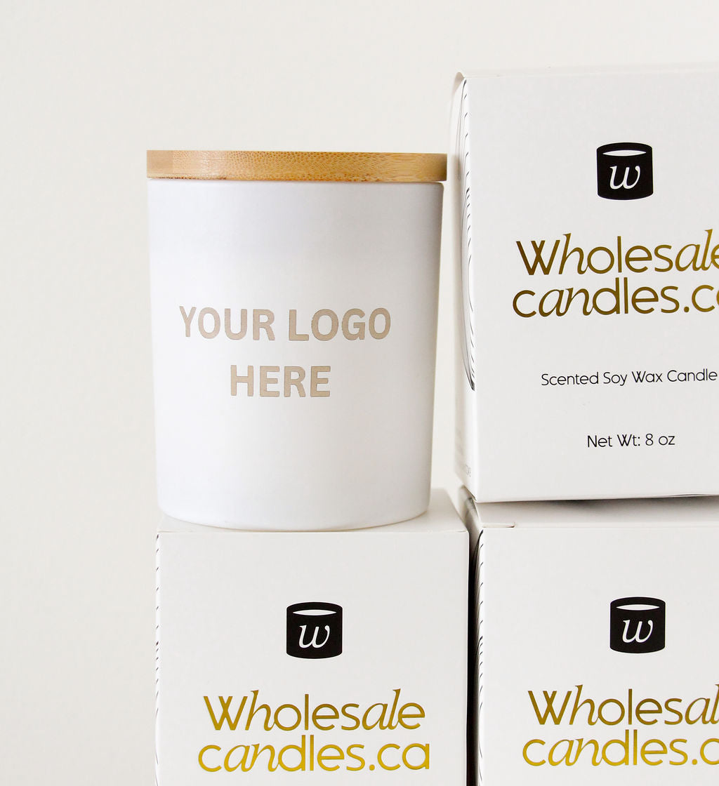 8 oz Custom Engraved White Candles - Summer Scents - Wholesale Candle Co.