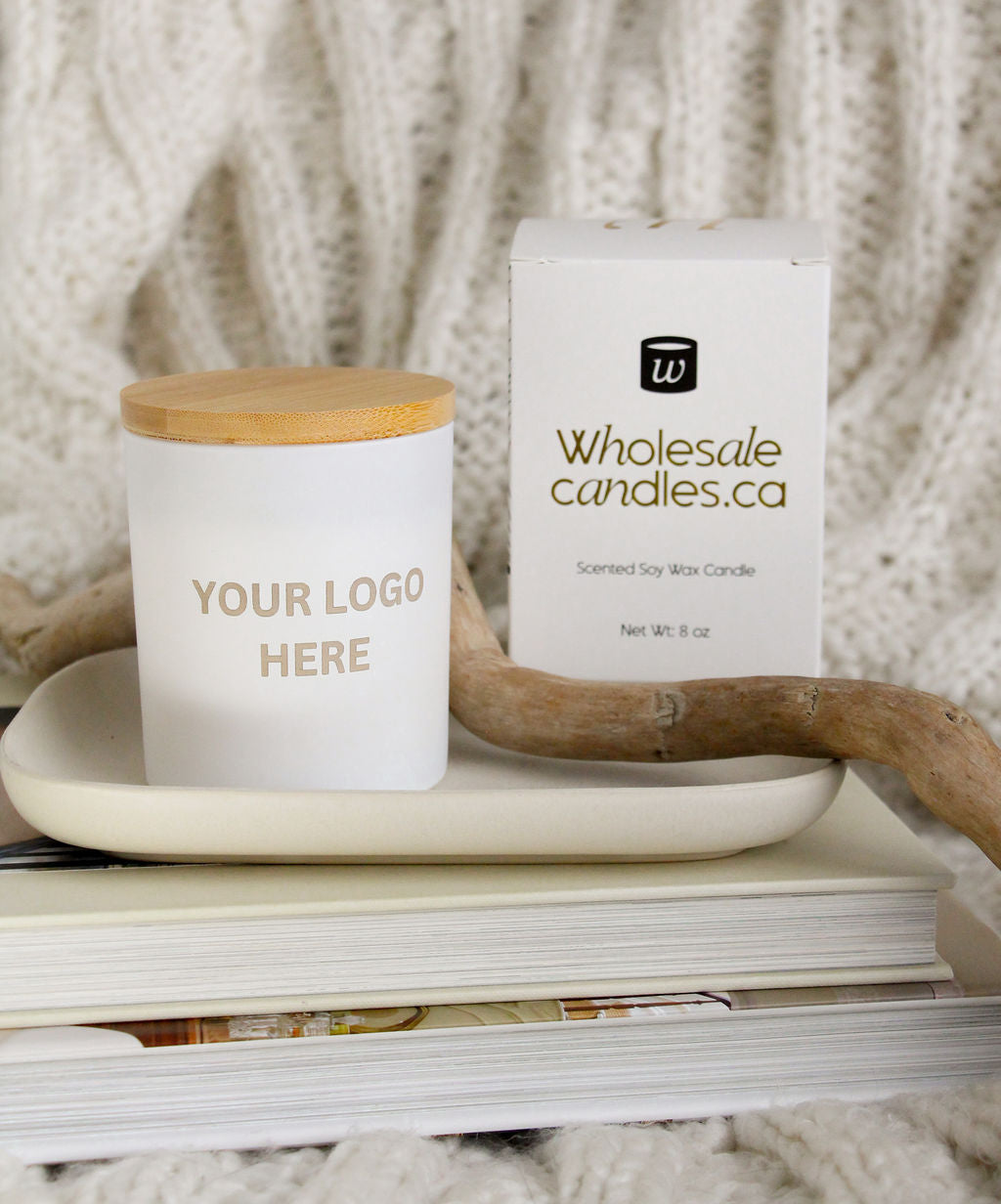 8 oz Custom Engraved White Candles - Summer Scents - Wholesale Candle Co.
